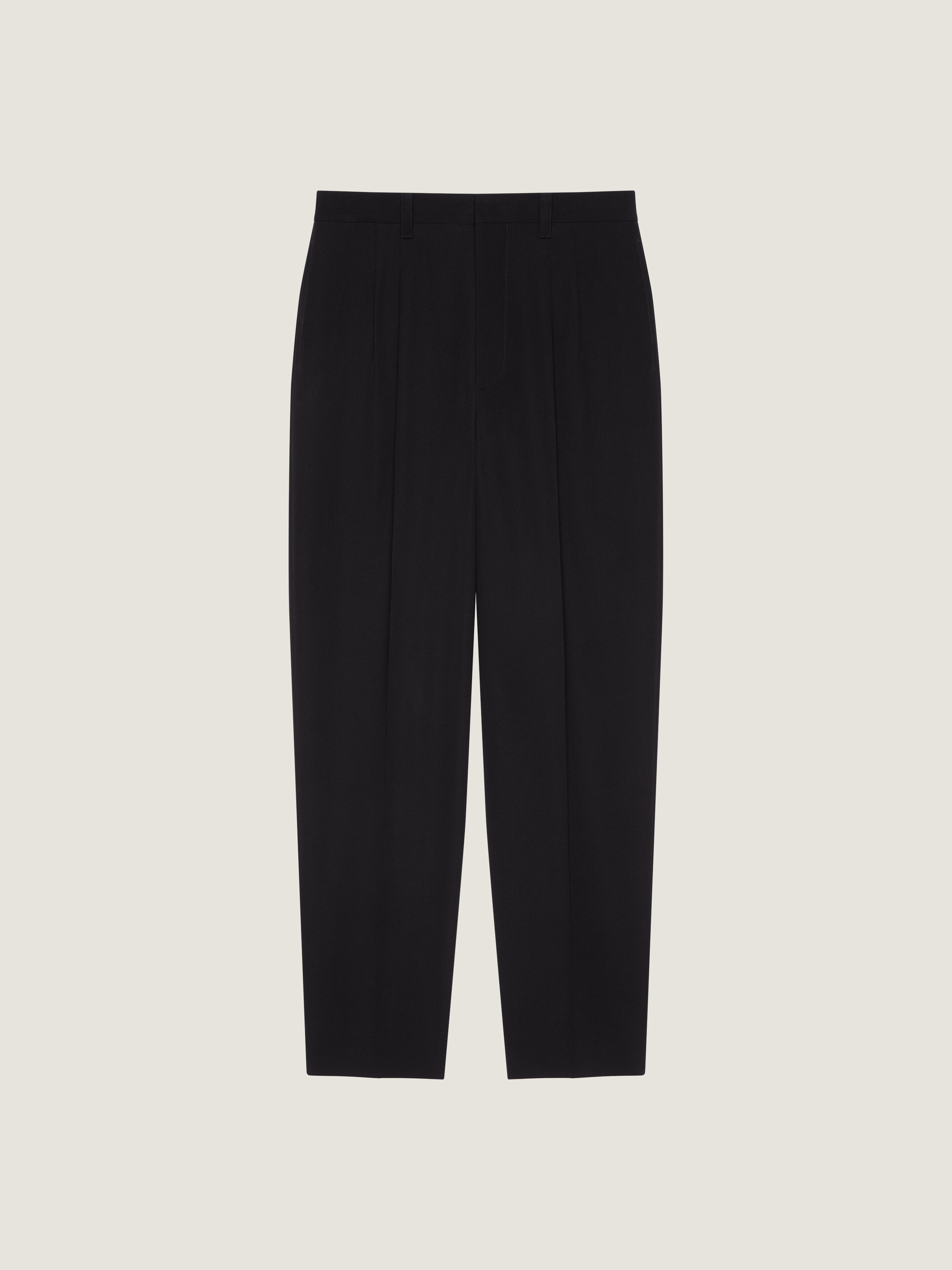 Tailored double pleat trousers in wool twill